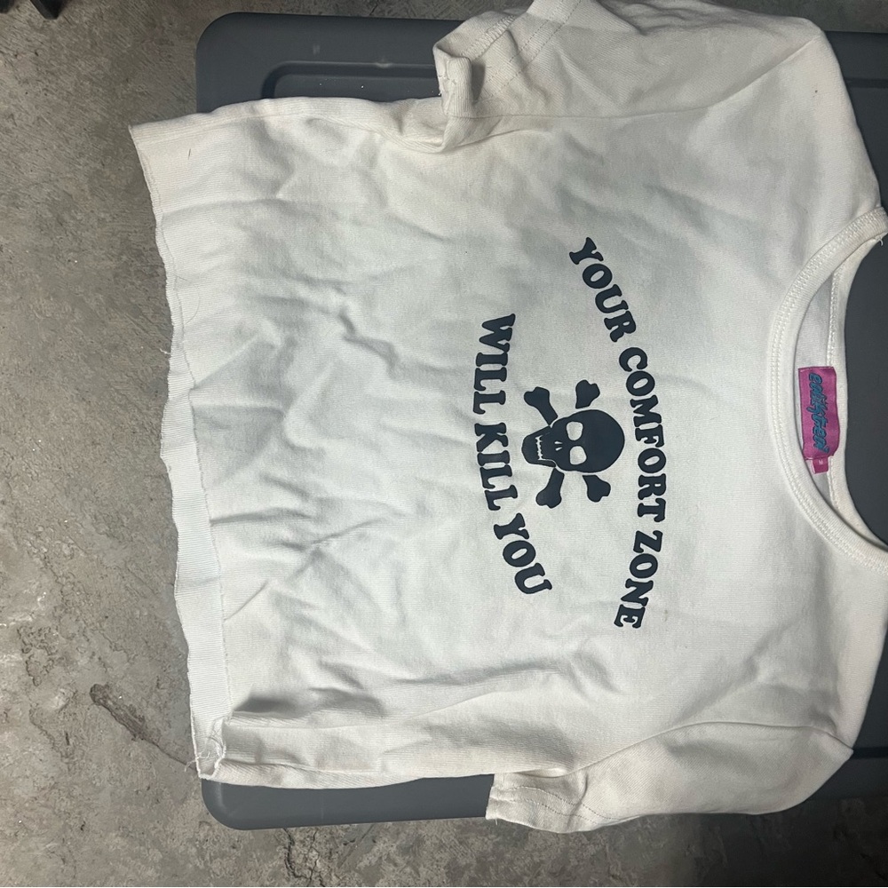 Edikted White and Black Crop Top Crewneck